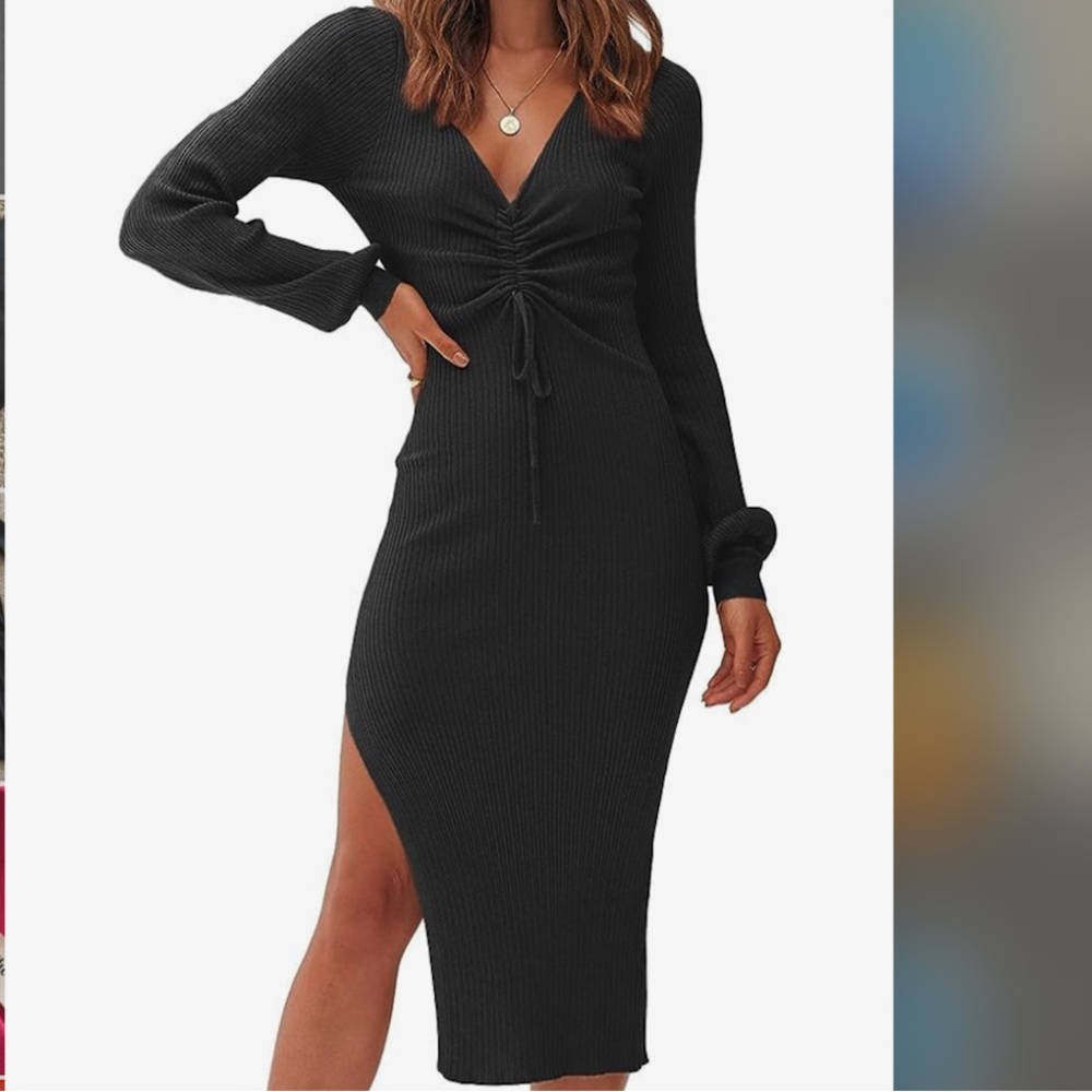 NWT Black Long Sleeve Sweater Midi Dress S